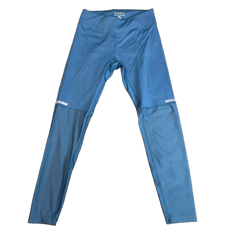 Nobull Running Tights Just The Horns Womens Medium Blue Stretch Mid Rise Workout